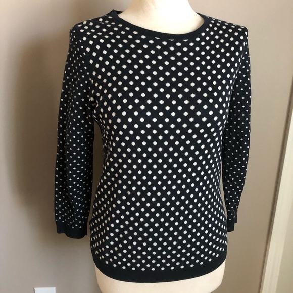 LOFT Sweaters - Ann Taylor loft navy polka dot cotton sweater M